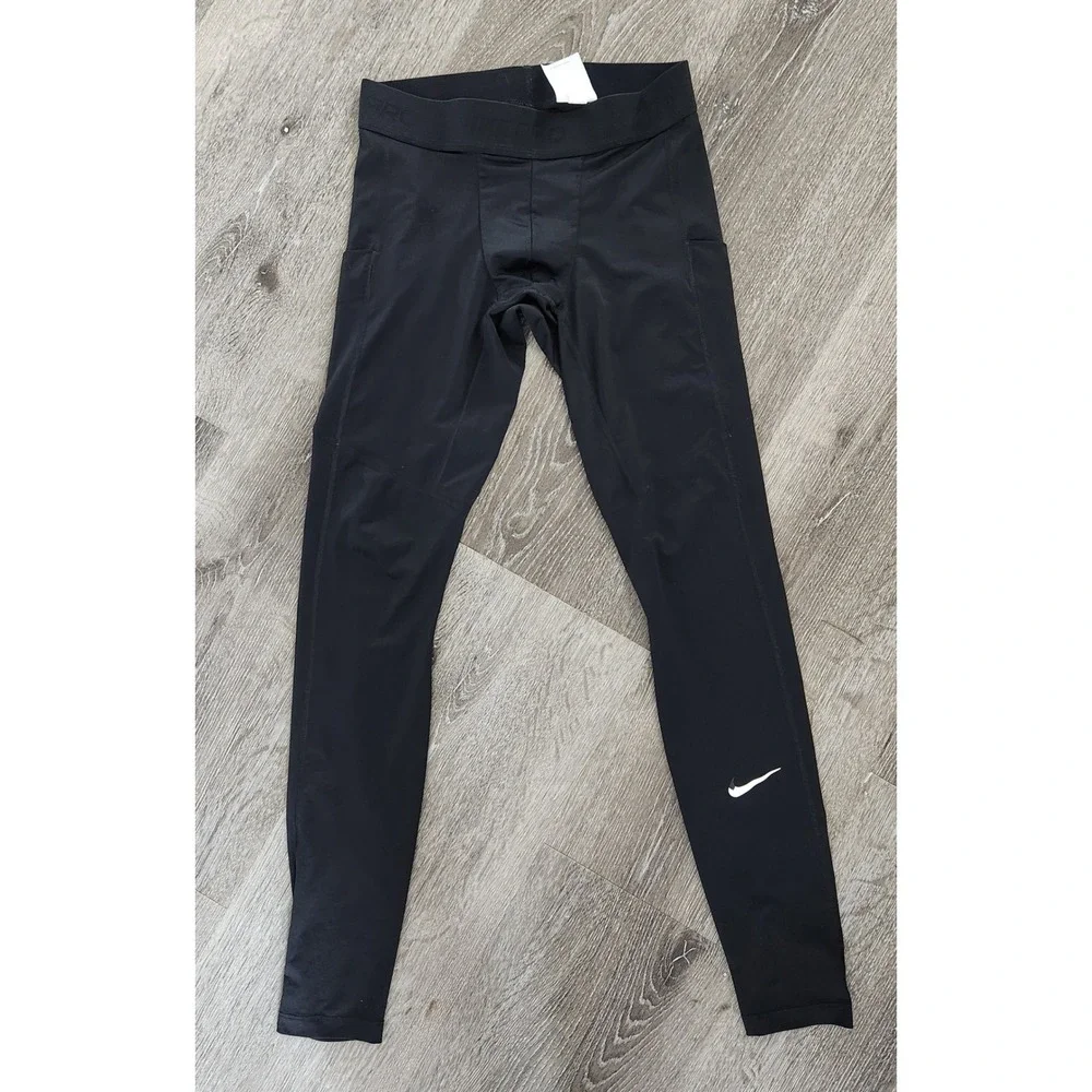Nike Pro Dri-FIT Mens Black Compression Tights Training Leggings Size M Pockets
